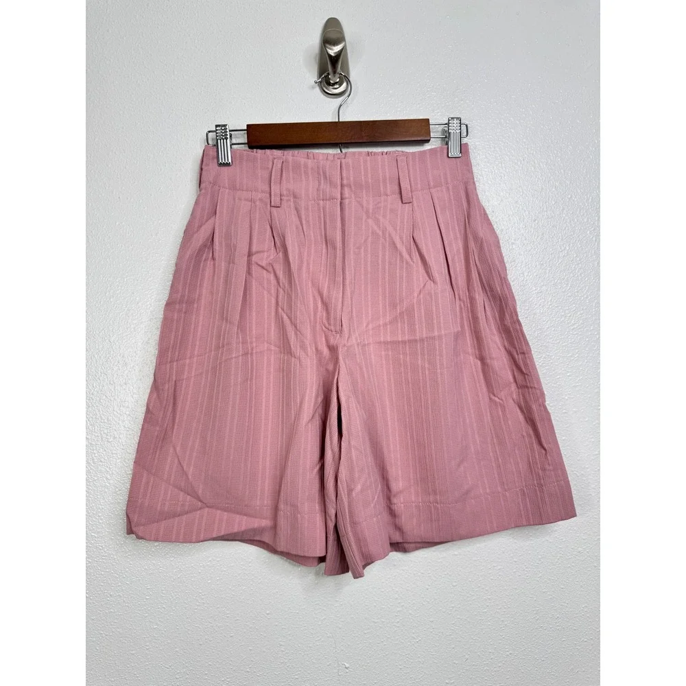 Halara Pink High Waisted Pleated Textured Shorts‎ Size S NWT 02627892